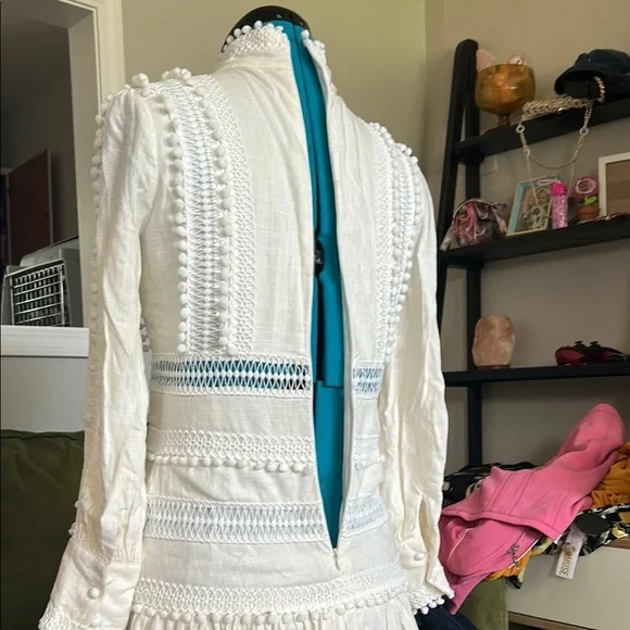 Zimmermann Style Long Sleeve Romantic Boho Lace Mini Dress Size XS/S - Picture 5 of 8